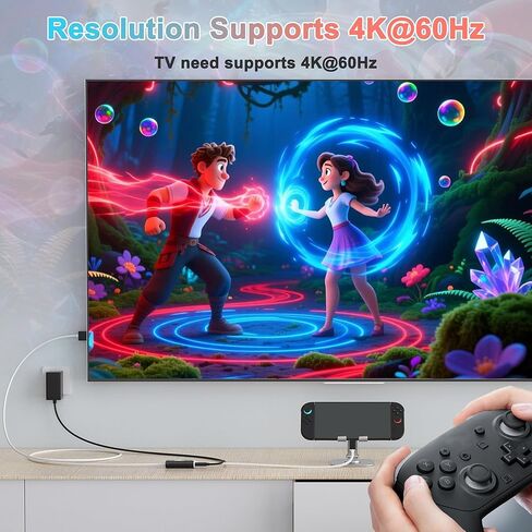Switch 2 Dock, 4K@60HZ 6ft, USB C to HDMI Replacement Cable for Nintendo 2 Dock, Portable Travel TV Base Adapter ＆ Travel NS 2 Docking Station Cord Compatible with Nintendo OLED in Kuwait