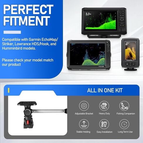 Replace Part for 3006.8649 Portable Rod Fish Finder Mount Holder, Adjustable Bracket with Transducer Mount, Compatible with Garmin, Lowrance, Humminbird,and More,Quick-Release Design for Boat in Saudi Arabia