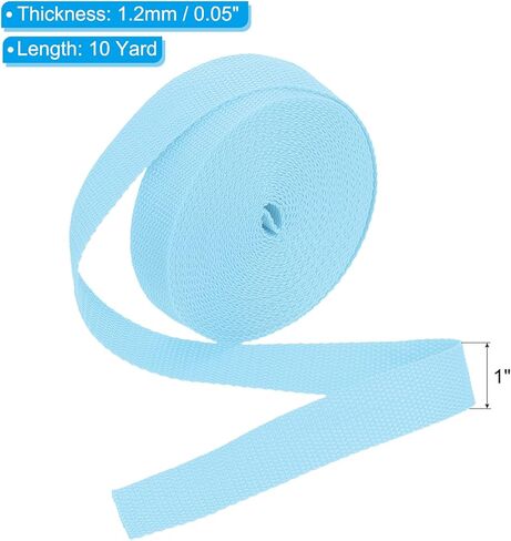 10 Yard Webbing, 1 Inch Polypropylene Webbing Strap Heavy Webbing Roll Chair Straps for Indoor Outdoor Climbing DIY Crafting, Sky Blue in Saudi Arabia