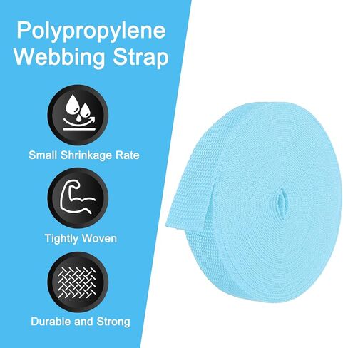 10 Yard Webbing, 1 Inch Polypropylene Webbing Strap Heavy Webbing Roll Chair Straps for Indoor Outdoor Climbing DIY Crafting, Sky Blue in Saudi Arabia