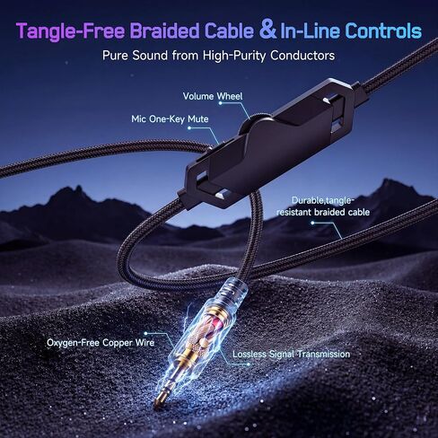 سماعة ألعاب ستيريو Mormoque H20 مع مجموعة محول - تتضمن 3.5 مم، USB-C، USB-A، مقسم كمبيوتر شخصي، لأجهزة الكمبيوتر الشخصية، PS5، PS4، Xbox، Switch، X|S، سماعات رأس سلكية لإلغاء الضوضاء مع ميكروفون للهاتف والكمبيوتر المحمول in Kuwait