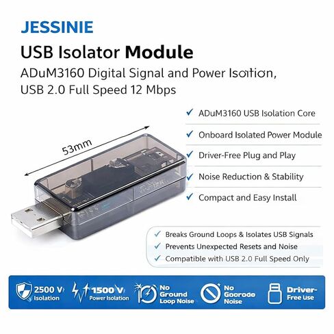 وحدة عازل USB، ADuM3160 للإشارة الرقمية وعزل الطاقة، USB 2.0 بسرعة كاملة 12 ميجابت في الثانية in Kuwait