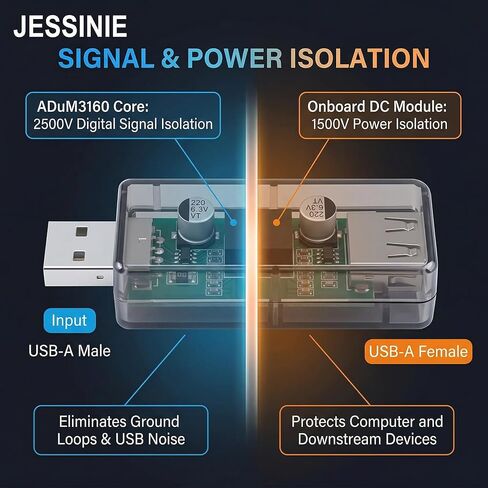 وحدة عازل USB، ADuM3160 للإشارة الرقمية وعزل الطاقة، USB 2.0 بسرعة كاملة 12 ميجابت في الثانية in Kuwait