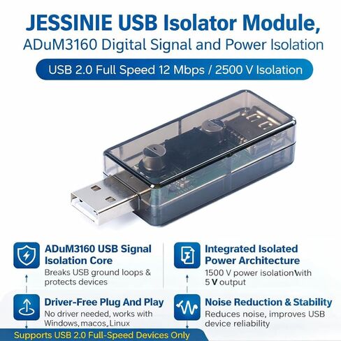 وحدة عازل USB، ADuM3160 للإشارة الرقمية وعزل الطاقة، USB 2.0 بسرعة كاملة 12 ميجابت في الثانية in Kuwait