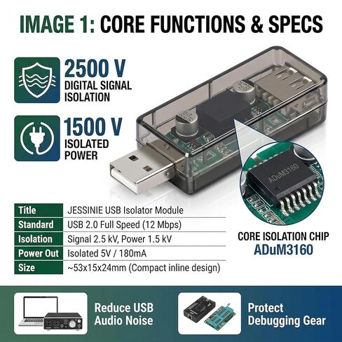 وحدة عازل USB، ADuM3160 للإشارة الرقمية وعزل الطاقة، USB 2.0 بسرعة كاملة 12 ميجابت في الثانية in Kuwait