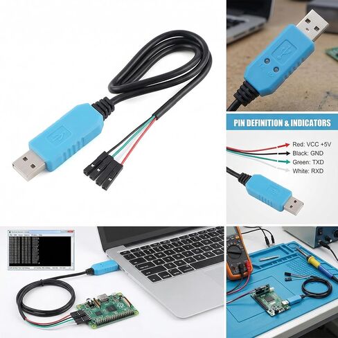 5 قطع PL2303TA USB إلى كابل محول تسلسلي TTL، محول RS232 UART، مخرج 3.3 فولت 5 فولت، 1 متر in Kuwait