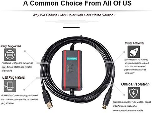 AMSAMOTION FX-USB-AW لسلسلة Mitsubishi FX1N/2N/FX3UC/FX3G كابل برجمة PLC رقاقة FTDI in Kuwait