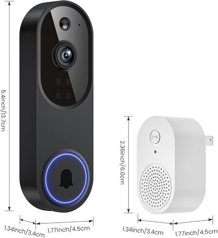 Wireless Video Doorbell Camera, 2.4G WiFi Only, AI Human Detection, Indoor/Outdoor Surveillance Cam for Home Security, 2-Way Talk, Night Vision, Cloud Storage (Sold Separately) in Saudi Arabia