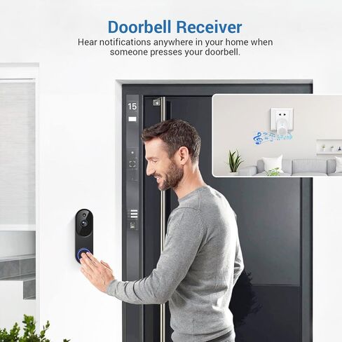 Wireless Video Doorbell Camera, 2.4G WiFi Only, AI Human Detection, Indoor/Outdoor Surveillance Cam for Home Security, 2-Way Talk, Night Vision, Cloud Storage (Sold Separately) in Saudi Arabia