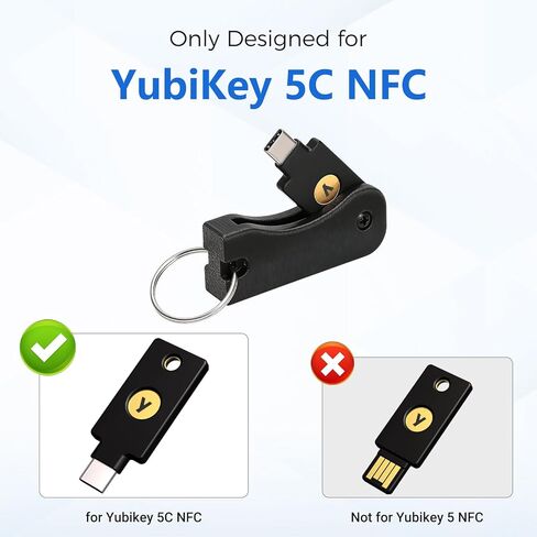 Protective Flip Case for YubiKey 5C NFC, Keychain Holder Cover for Yubico Security Key, Shockproof, Black in Saudi Arabia