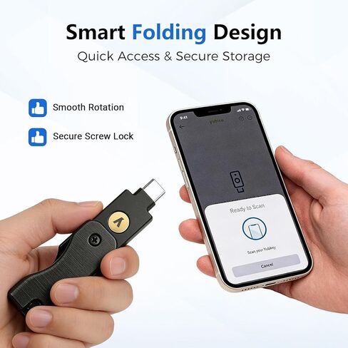 Protective Flip Case for YubiKey 5C NFC, Keychain Holder Cover for Yubico Security Key, Shockproof, Black in Saudi Arabia