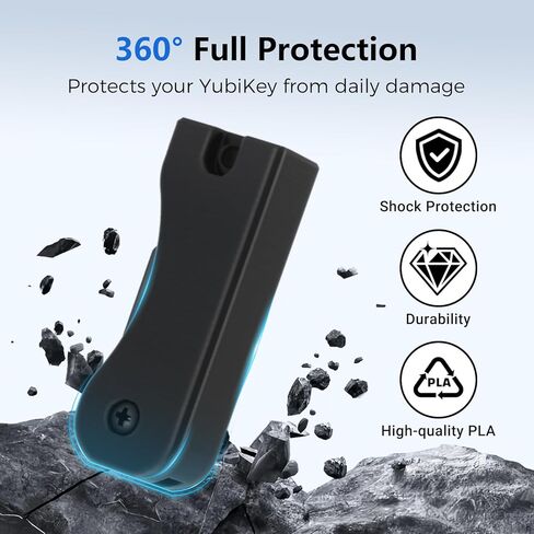 Protective Flip Case for YubiKey 5C NFC, Keychain Holder Cover for Yubico Security Key, Shockproof, Black in Saudi Arabia