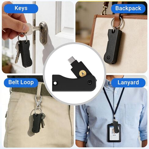Protective Flip Case for YubiKey 5C NFC, Keychain Holder Cover for Yubico Security Key, Shockproof, Black in Saudi Arabia
