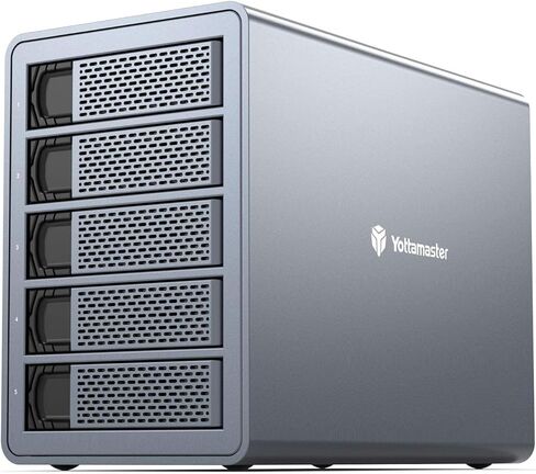Yottamaster 5 Bay RAID Hard Drive Enclosure, 150W Aluminum USB3.0 RAID HDD Enclosure for 3.5 & 2.5 Inch SATA HDD/SSD, Support 120TB(5x24TB) Direct Attached Storage DAS RAID1/5/10/JBOD/CLONE [FS5RU3] in Saudi Arabia