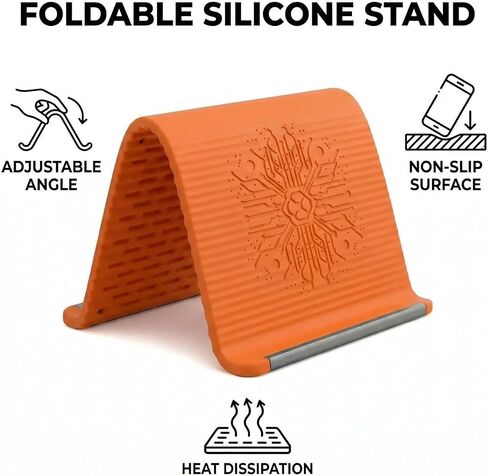 Portable Foldable Silicone Aluminum Phone Holder Bendable Freely into Any Shape, Universal Adjustable Stand for Phone Tablet Laptop (Orange) in Saudi Arabia