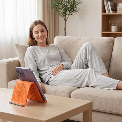 Portable Foldable Silicone Aluminum Phone Holder Bendable Freely into Any Shape, Universal Adjustable Stand for Phone Tablet Laptop (Orange) in Saudi Arabia