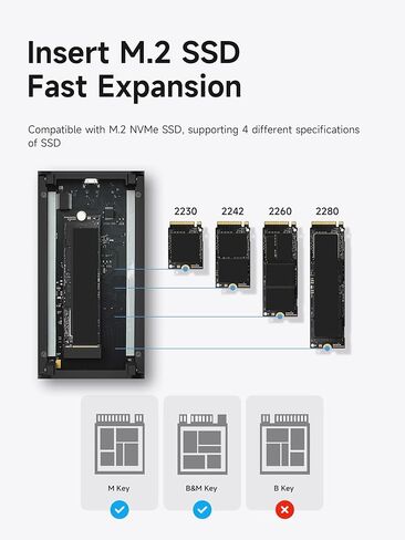 حاوية Hagibis 80 جيجابت في الثانية M.2 NVMe SSD، تبديد حرارة بدون ضوضاء من الألومنيوم والنحاس النقي متوافق مع Thunderbolt 5/4/3/USB4 V2.0 SSD خارجي يصل إلى 8 تيرابايت لمحركات أقراص NVMe 2230/2242/2260/2280 SSD in Saudi Arabia