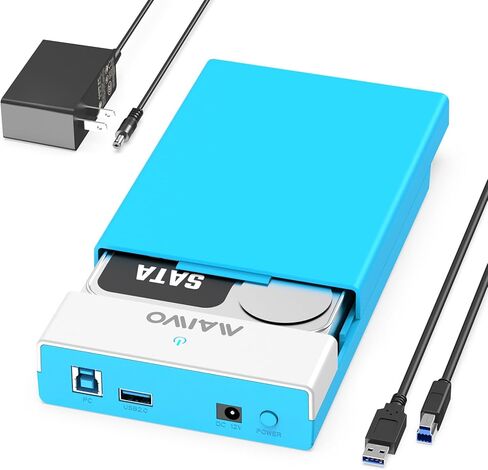 MAIWO USB 3.0 External Hard Drive Enclosure for 3.5/2.5 Inch SATA HDD/SSD, with 1X USB2.0 Hub & 12V/2A Power Supply, Supports UASP Acceleration, Tool-Free, Compatible with WD Seagate Samsung PS4 Xbox in Saudi Arabia