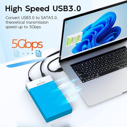 MAIWO USB 3.0 External Hard Drive Enclosure for 3.5/2.5 Inch SATA HDD/SSD, with 1X USB2.0 Hub & 12V/2A Power Supply, Supports UASP Acceleration, Tool-Free, Compatible with WD Seagate Samsung PS4 Xbox in Saudi Arabia