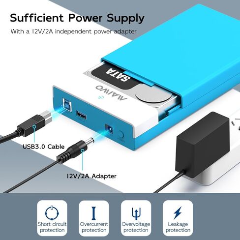 MAIWO USB 3.0 External Hard Drive Enclosure for 3.5/2.5 Inch SATA HDD/SSD, with 1X USB2.0 Hub & 12V/2A Power Supply, Supports UASP Acceleration, Tool-Free, Compatible with WD Seagate Samsung PS4 Xbox in Saudi Arabia