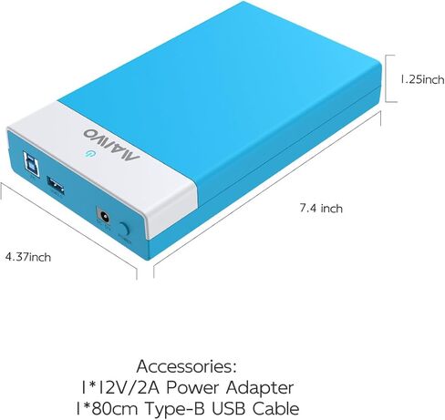 MAIWO USB 3.0 External Hard Drive Enclosure for 3.5/2.5 Inch SATA HDD/SSD, with 1X USB2.0 Hub & 12V/2A Power Supply, Supports UASP Acceleration, Tool-Free, Compatible with WD Seagate Samsung PS4 Xbox in Saudi Arabia