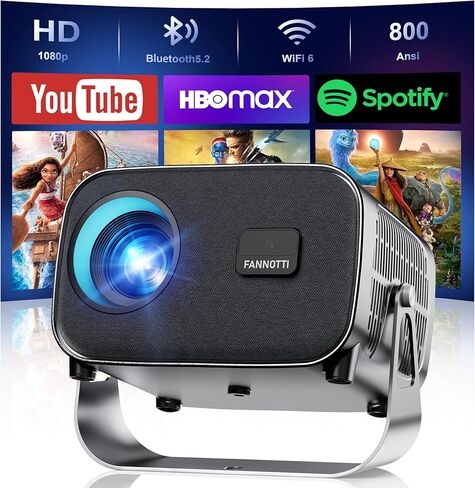 Smart Projector with WIFI and Bluetooth, 800ANSI Native 1080P Portable Projector Built-in Apps, Auto Keystone & Electric Focus Movie Projector for Home Theater Compatible with IOS/Android/HD(Gray) in Saudi Arabia