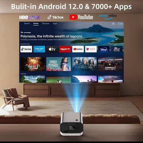 Smart Projector with WIFI and Bluetooth, 800ANSI Native 1080P Portable Projector Built-in Apps, Auto Keystone & Electric Focus Movie Projector for Home Theater Compatible with IOS/Android/HD(Gray) in Saudi Arabia
