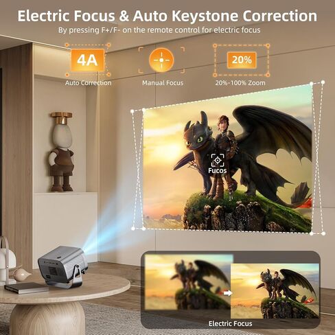 Smart Projector with WIFI and Bluetooth, 800ANSI Native 1080P Portable Projector Built-in Apps, Auto Keystone & Electric Focus Movie Projector for Home Theater Compatible with IOS/Android/HD(Gray) in Saudi Arabia