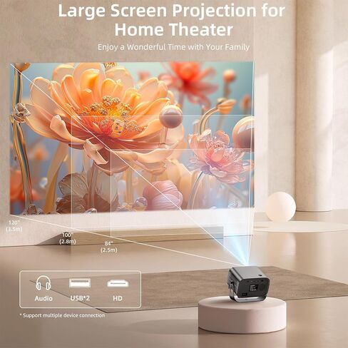Smart Projector with WIFI and Bluetooth, 800ANSI Native 1080P Portable Projector Built-in Apps, Auto Keystone & Electric Focus Movie Projector for Home Theater Compatible with IOS/Android/HD(Gray) in Saudi Arabia