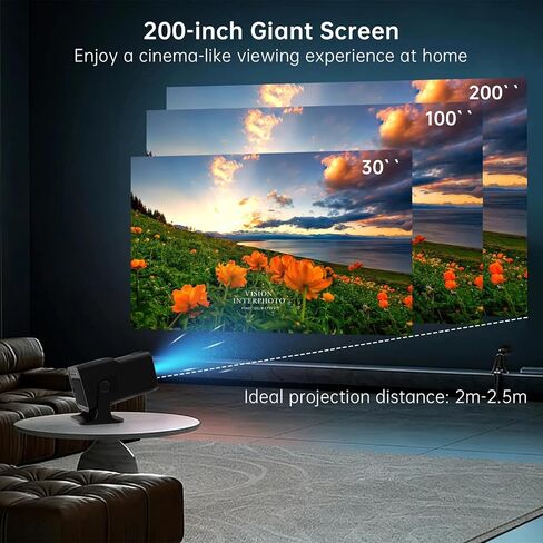جهاز عرض صغير أصلي 1080 بكسل مع واي فاي وبلوتوث، جهاز عرض محمول يدعم 4K، 300 ANSI، حجر مفاتيح رأسي تلقائي، مكبر صوت 5 وات، تطبيقات مدمجة، جهاز عرض مسرح منزلي خارجي قابل للدوران 180 درجة in Saudi Arabia