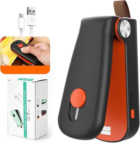 NEATEST Mini Bag Sealer, 2026 Upgraded USB Rechargeable 3 Heat Levels Chip Bag Sealer with Cutter Magnet, 2 in 1 Portable Heat Seal Resealer for Plastic Bags, Snacks & Food Storage (Black) in Saudi Arabia