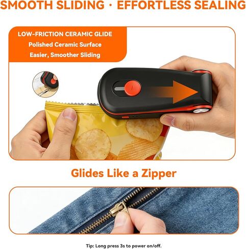 NEATEST Mini Bag Sealer, 2026 Upgraded USB Rechargeable 3 Heat Levels Chip Bag Sealer with Cutter Magnet, 2 in 1 Portable Heat Seal Resealer for Plastic Bags, Snacks & Food Storage (Black) in Saudi Arabia