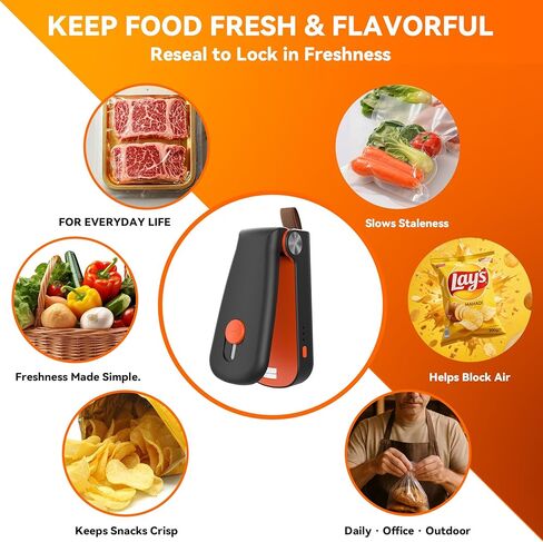NEATEST Mini Bag Sealer, 2026 Upgraded USB Rechargeable 3 Heat Levels Chip Bag Sealer with Cutter Magnet, 2 in 1 Portable Heat Seal Resealer for Plastic Bags, Snacks & Food Storage (Black) in Saudi Arabia