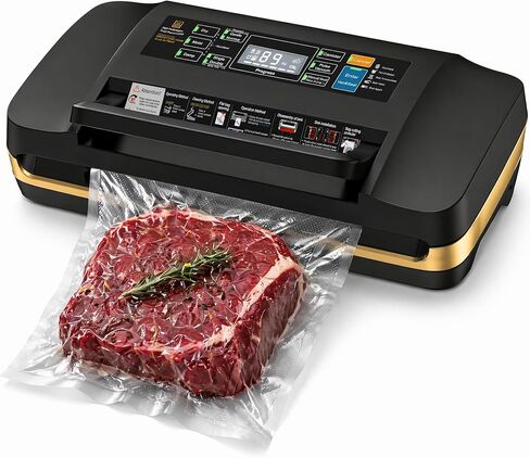 Vacuum Sealer Machine, High-Performance 95KPa Commercial Food Saver with Double Seal for 2X Strength, Includes Free Bags (1 Roll + 10 Pre-cut),Built-in Cutter, Bags Storage & Easy-Lock Handle, Black in Saudi Arabia