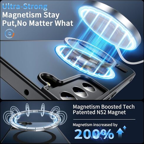 حافظة هاتف OWKEY مغناطيسية لهاتف Samsung Galaxy S22+ Plus مع حامل قابل للتعديل، حافظة Galaxy S22+ Plus [حماية من السقوط من الدرجة العسكرية المقاومة للصدمات] حافظة خلفية شفافة غير لامعة لهاتف Samsung S22 Plus، أسود in Kuwait