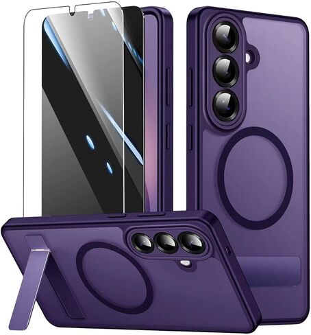 Magnetic for Samsung Galaxy S26 Ultra Case with Stand and Screen Protector & Camera Protector,Galaxy S 26 Ultra Case Compatible with MagSafe,Matte Translucent Shockproof Slimi Phone Case -Black in Saudi Arabia