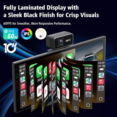 Portable Wireless CarPlay Screen, 10.26" Fully Laminated IPS Touch Screen Car Stereo with Wireless CarPlay & Android Auto, 4K Front 2.5K Rear Dash Cam,1080P Backup Camera,Super Link,Plug & Play in Saudi Arabia