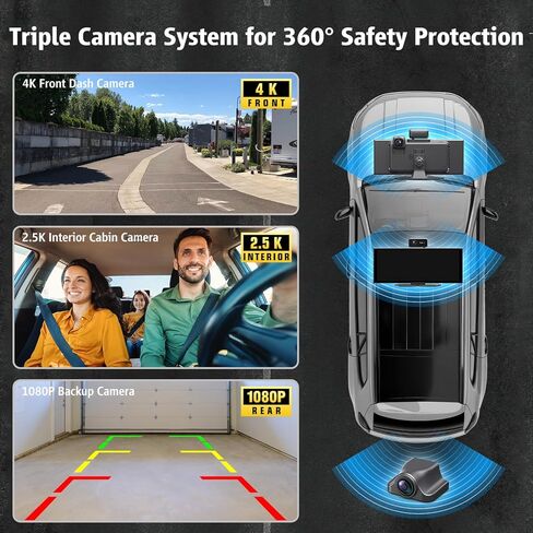 Portable Wireless CarPlay Screen, 10.26" Fully Laminated IPS Touch Screen Car Stereo with Wireless CarPlay & Android Auto, 4K Front 2.5K Rear Dash Cam,1080P Backup Camera,Super Link,Plug & Play in Saudi Arabia