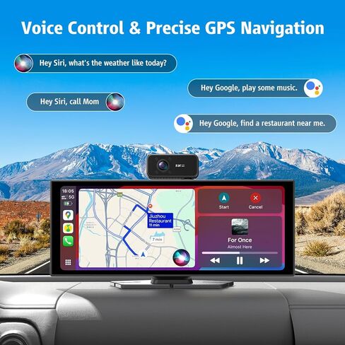 Portable Wireless CarPlay Screen, 10.26" Fully Laminated IPS Touch Screen Car Stereo with Wireless CarPlay & Android Auto, 4K Front 2.5K Rear Dash Cam,1080P Backup Camera,Super Link,Plug & Play in Saudi Arabia