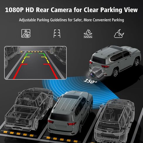 Portable Wireless CarPlay Screen, 10.26" Fully Laminated IPS Touch Screen Car Stereo with Wireless CarPlay & Android Auto, 4K Front 2.5K Rear Dash Cam,1080P Backup Camera,Super Link,Plug & Play in Saudi Arabia
