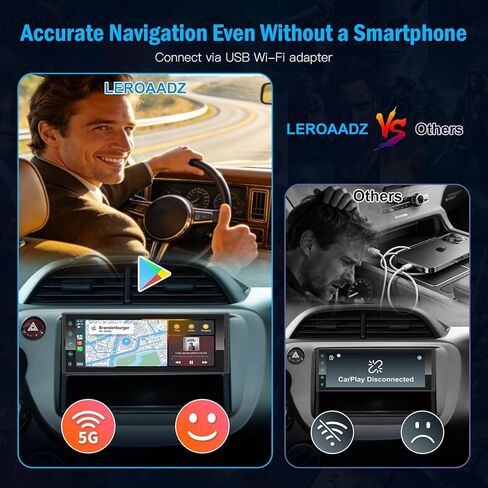 Android Single Din Radio Car Stereo with Wireless Apple CarPlay & Android Auto - 6.9" InCell Touchscreen Car Radio Support Backup Camera, Mirror Link, Bluetooth, GPS, AM&FM, RDS, USB, EQ, SWC in Saudi Arabia