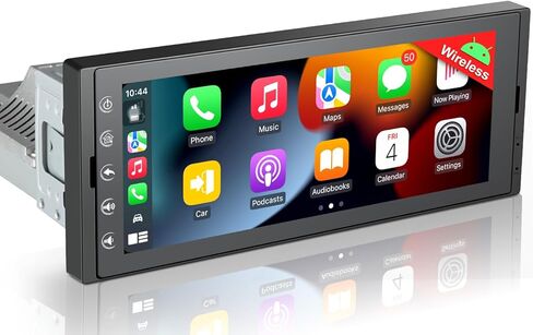 Android Single Din Radio Car Stereo with Wireless Apple CarPlay & Android Auto - 6.9" InCell Touchscreen Car Radio Support Backup Camera, Mirror Link, Bluetooth, GPS, AM&FM, RDS, USB, EQ, SWC in Saudi Arabia