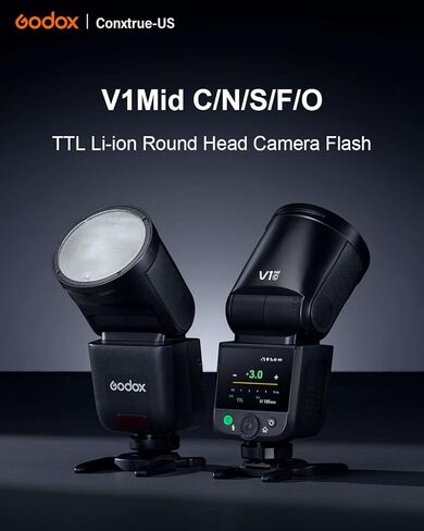 Godox V1mid C TTL Flash for Canon, Godox V1 mid Round Head Flash with AK-R1 Accessories Kit for Canon in Saudi Arabia