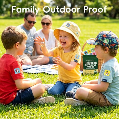 BuggyBands Mosquito Repellent Stickers for Kids – 108 Pack Waterproof PU Mosquito Patches (Dinosaur, Ocean & Fruit Themes) – Plant-Based Essential Oils, DEET-Free – Safe for Toddlers & Children in Saudi Arabia