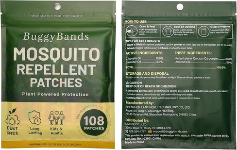 BuggyBands Mosquito Repellent Stickers for Kids – 108 Pack Waterproof PU Mosquito Patches (Dinosaur, Ocean & Fruit Themes) – Plant-Based Essential Oils, DEET-Free – Safe for Toddlers & Children in Saudi Arabia
