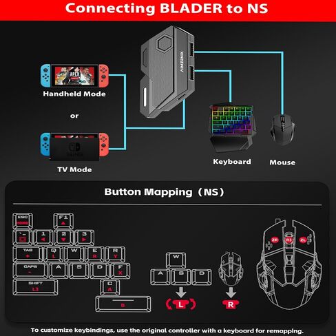Keyboard and Mouse Adapter for Nintendo Switch/PS4/PS3/Xbox One/Xbox 360 Console Converter - Custom Key Mapping, Plug and Play in Saudi Arabia
