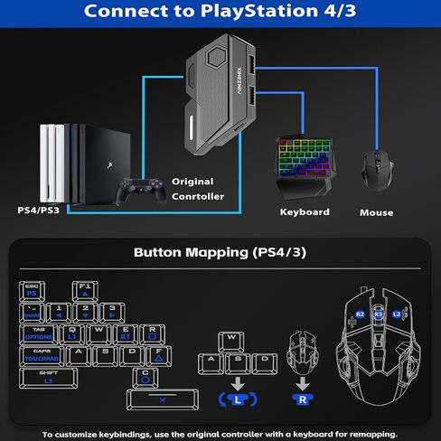 Keyboard and Mouse Adapter for Nintendo Switch/PS4/PS3/Xbox One/Xbox 360 Console Converter - Custom Key Mapping, Plug and Play in Saudi Arabia