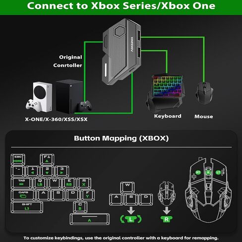 Keyboard and Mouse Adapter for Nintendo Switch/PS4/PS3/Xbox One/Xbox 360 Console Converter - Custom Key Mapping, Plug and Play in Saudi Arabia