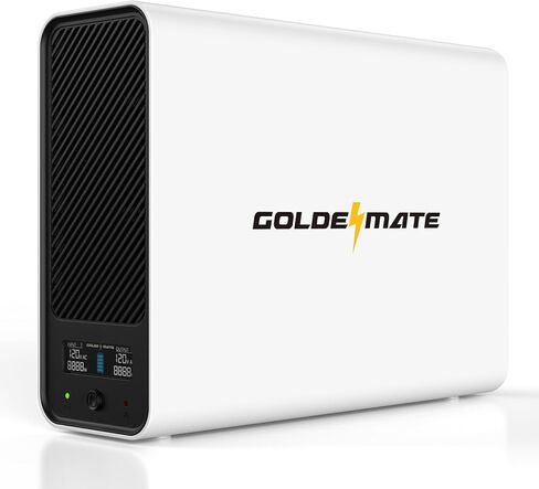 GOLDENMATE 1000VA / 800W بطارية ليثيوم UPS احتياطية وواقي من زيادة التيار، أبيض | موجة جيبية نقية، 8 منافذ، شاشة LCD ملونة، بطارية احتياطية LiFePO4 بقدرة 230 وات في الساعة، مصدر طاقة غير منقطع للكمبيوتر/الإنترنت/المكتب المنزلي in Kuwait