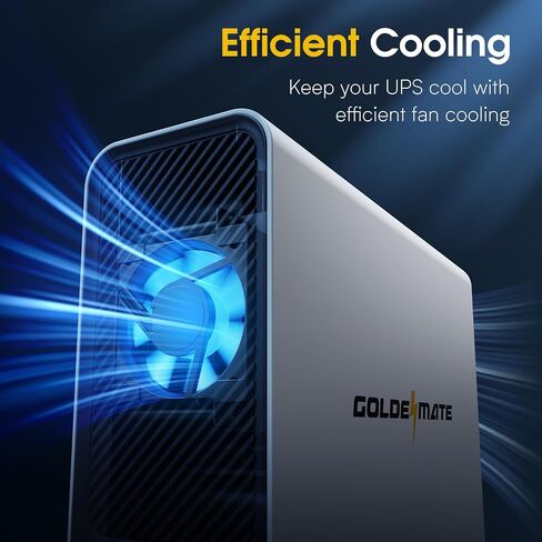 GOLDENMATE 1000VA / 800W بطارية ليثيوم UPS احتياطية وواقي من زيادة التيار، أبيض | موجة جيبية نقية، 8 منافذ، شاشة LCD ملونة، بطارية احتياطية LiFePO4 بقدرة 230 وات في الساعة، مصدر طاقة غير منقطع للكمبيوتر/الإنترنت/المكتب المنزلي in Kuwait